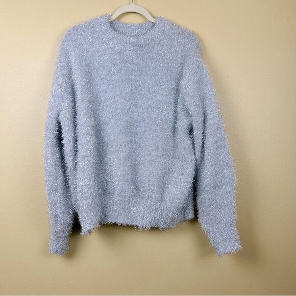 H&M Sweater Fuzzy Pullover Gray Size L - Picture 1 of 4